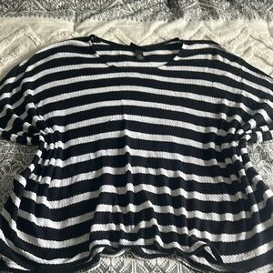 Lane Bryant Black and White Striped Short Sleeve Top